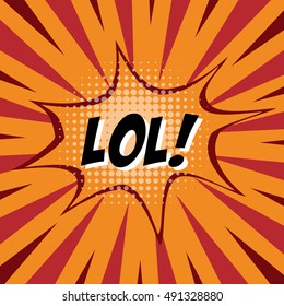 LOL!, colorful speech bubble and explosions in pop art style. Elements of design comic books.Vector illustration