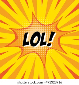 LOL!, colorful speech bubble and explosions in pop art style. Elements of design comic books.Vector illustration