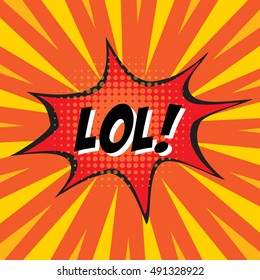 LOL!, colorful speech bubble and explosions in pop art style. Elements of design comic books.Vector illustration