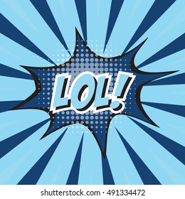 LOL!, colorful speech bubble and explosions in pop art style. Elements of design comic books.Vector illustration