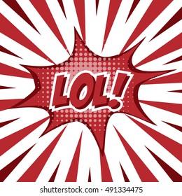 LOL!, colorful speech bubble and explosions in pop art style. Elements of design comic books.Vector illustration