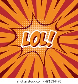 LOL!, colorful speech bubble and explosions in pop art style. Elements of design comic books.Vector illustration