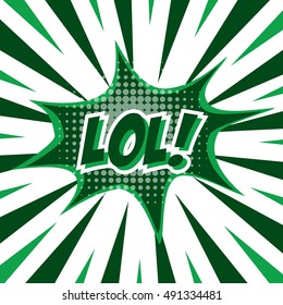 LOL!, colorful speech bubble and explosions in pop art style. Elements of design comic books.Vector illustration