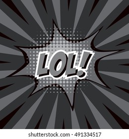 LOL!, colorful speech bubble and explosions in pop art style. Elements of design comic books.Vector illustration