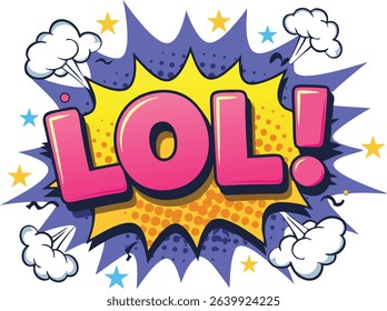 LOL Comic Book Style Text Graphic Fun Laughter Pop Art Design Element