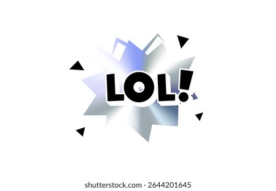 Adesivo de texto em quadrinhos LOL com Burst de gradiente de holograma crônico. Gírias Rindo Frase em Negrito Pop Fala Bolha Estilo para Meme, Emoji Reação, Tag, Etiqueta ou Emblema Use. Ilustração de vetor.