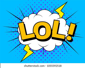 LOL Comic Vector cartoon illustration explosions. Comics Symbol,sticker tag,special offer label,advertising badge. Sign banner. Comics speech bubble bang.Clouds for explosions like boom. Pop-art