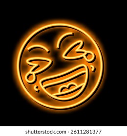 lol emoji neon light sign vector. lol emoji illustration