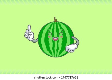 LOL, HAHA, LAUGH, divertido emoción facial. Gesto de la mano del dedo índice. Dibujo de dibujos de mascotas con dibujos animados con frutas de sandía.