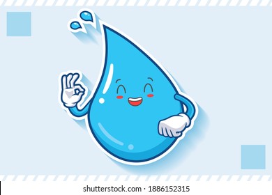 LOL, HAHA, LAUGH, FUN Face Emotion. Nice Hand Gesture. Water Drop Cartoon Drawing Mascot Illustration.