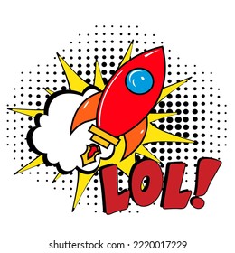 LOL - Ríe Ruidosamente. Explosión de historietas con texto - LOL. Ilustración de dibujos animados brillantes en estilo retro de arte pop. Se puede usar para negocios, marketing y publicidad. pancarta volante pop art comi