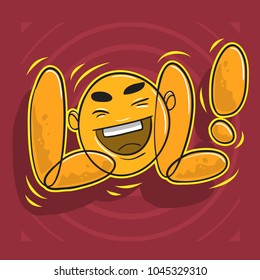 Lol Lots Of Laughs With Laughing Face. Vector Graphic.