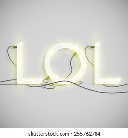 "LOL" made by neon type, vector
