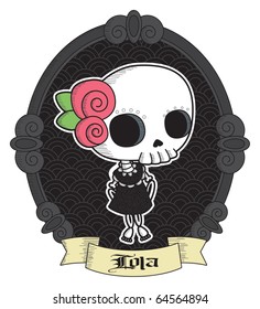 Lola. Little Lady Grimm. Cool Gothic vector style / Graphic elements.