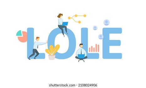 LOLE, Loss of Load Expectation. Concept with keyword, people and icons. Flat vector illustration. Isolated on white.