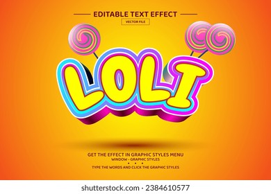 Plantilla de efecto de texto editable de Loli 3D