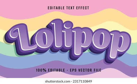 diseño de efecto de texto 3d colorido de lolipop