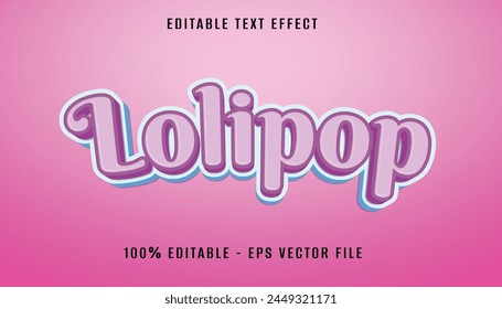 diseño de efectos de texto 3d colorido de lolipop	