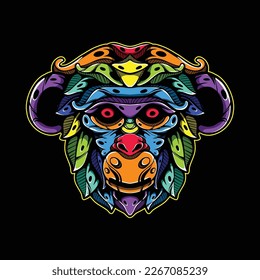 lolipop colorful decorative monkey pattern mascot
