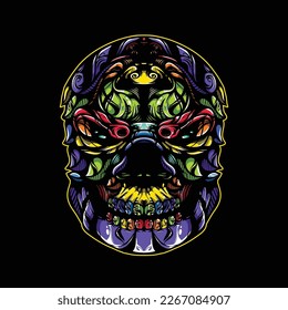 lolipop colorful decorative skull pattern mascot