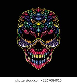lolipop colorful decorative skull pattern mascot