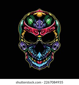 lolipop colorful decorative skull pattern mascot