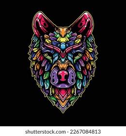 lolipop colorful decorative wolf pattern mascot