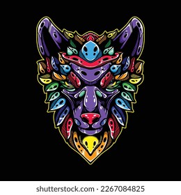 lolipop colorful decorative wolf pattern mascot