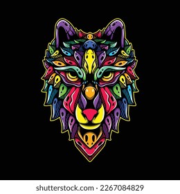 lolipop colorful decorative wolf pattern mascot