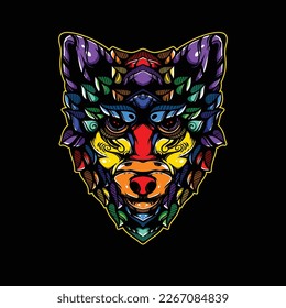 mascota de patrón de lobo decorativo lolipop colorido