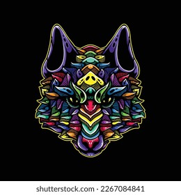 mascota de patrón de lobo decorativo lolipop colorido