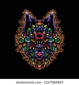 lolipop colorful decorative wolf pattern mascot
