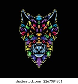 lolipop colorful decorative wolf pattern mascot