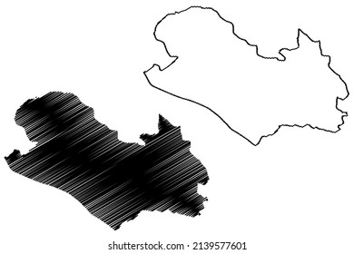 Lolland island (Kingdom of Denmark) map vector illustration, scribble sketch Lolland map