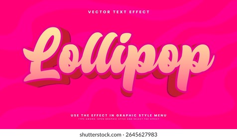 lollipop 3d editable text effect Template Suitable for cartoon Style