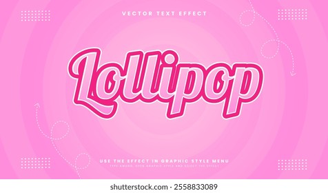 Lollipop 3D Modern Style editable text effect Template suitable for Sweet Food products