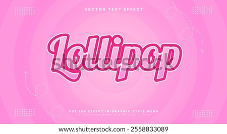 Lollipop 3D Modern Style editable text effect Template suitable for Sweet Food products
