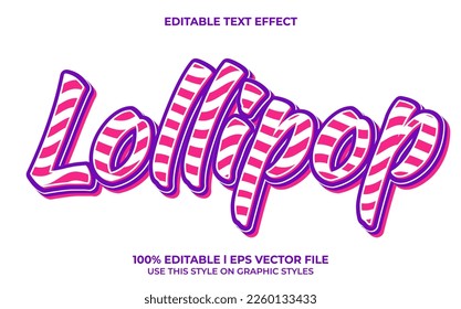 efecto de texto lollipop 3d y texto editable, estilo de plantilla 3d utilizado para título de negocio