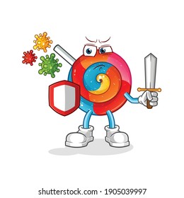 lollipop against viruses cartoon. cartoon mascot vector