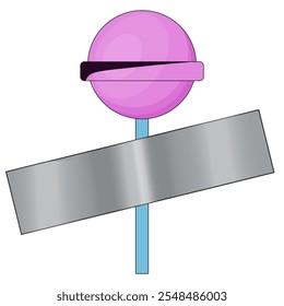 Diseño de Plantilla de cinta adhesiva adjunta Lollipop. Obra de arte conceptual de Vector con dulce dulce de caramelo aislado fondo blanco.