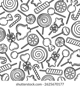 Lollipop background, pattern set. Collection icons lollipop. Vector