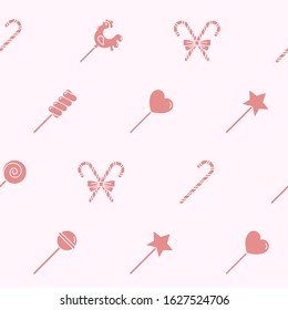 Lollipop background - Vector seamless pattern solid silhouettes of sugar candy, caramel, sweet snack and other sweets for graphic design