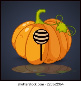 lollipop, banner and background for pumpkins for Halloween