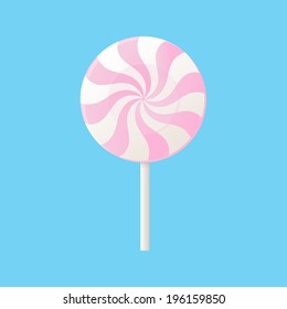 Lollipop. Blue background.