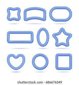 Lollipop blue frame set. Candy swirl border collection, photo album for every occasion, Realistic vector illustration on white background