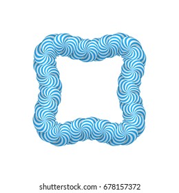 Lollipop blue frame. Sweet candy poster, wall, photo decoration, to capture every memory. Realistic vector illustration on white background