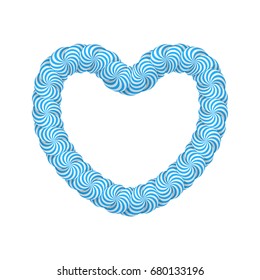 Lollipop blue heart frame. Great gift for special occasions and interior design. Realistic mockup vector illustration on white background