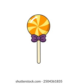 Lollipop with a bow. Sweets for the game trick or treat Illustration for the Halloween holiday