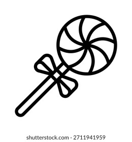 Lollipop mit Bogen-Vektorgrafik, Liniensymbol