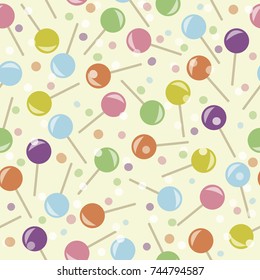 Lollipop candies pattern in a yellow background